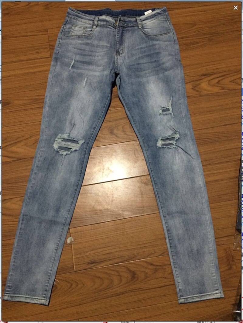 Men Thin Skinny Jeans For Men Hip Hop Trousers Male Clothes Long Pencil Pants Ripped Jeans Slim Spring Hole