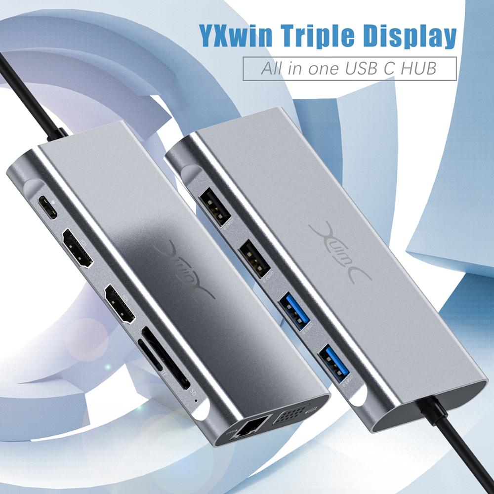 Yxwin Usb C Hub Type C Naar Multi Usb 3.0 Hub Hdmi Adapter Dock Voor Macbook Pro Huawei Mate 30 USB-C 3.1 Splitter Poort Type C Hub