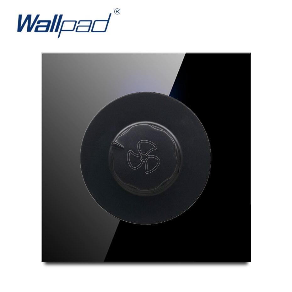 Wallpad Random Click Push Button Wall Light Switch With LED Indicator Socket Black Tempered Glass Panel For Home: Fan Switch