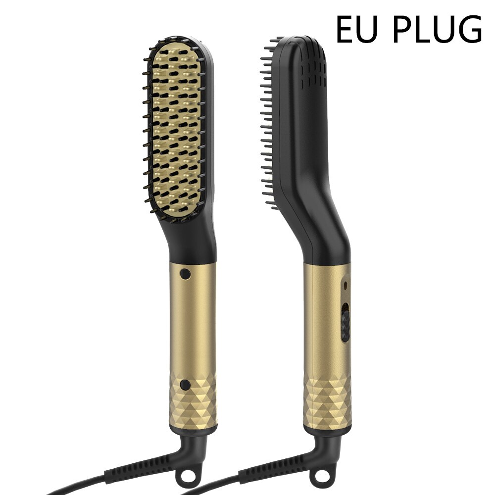 Plancha de pelo ANLAN peine duradero eléctrico cepillo de pelo recto peine de cerámica LCD cepillo alisador de pelo enchufe de EE. UU.: EU PLUG