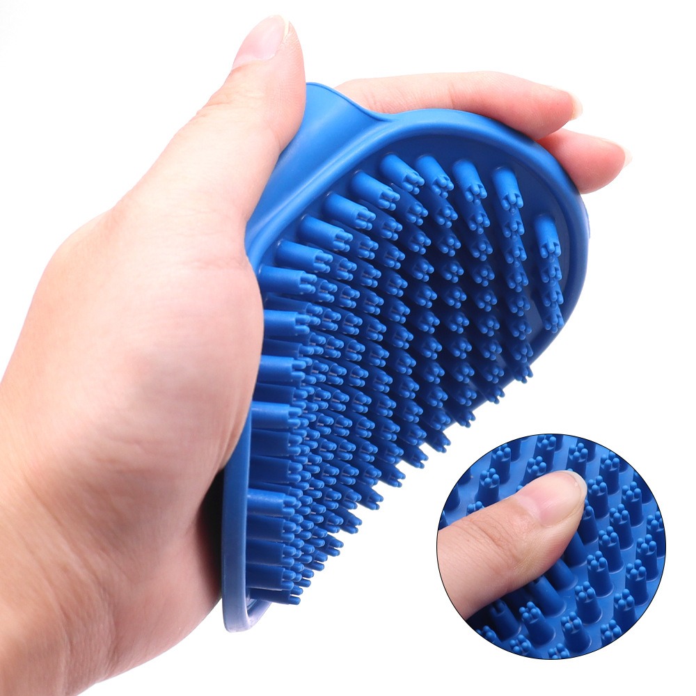 Brosse de bain en silicone souple pour animaux de compagnie, outil de massage de toilettage pour chiens et chats, étanche, élimine les poils durables