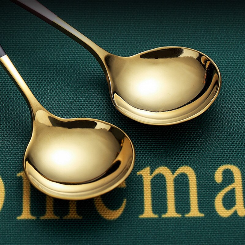 304 Stainless Steel Round Spoon Coffee Dessert Spoon Ice Cream Dinner Tableware Afternoon Tea Dessert Spoon
