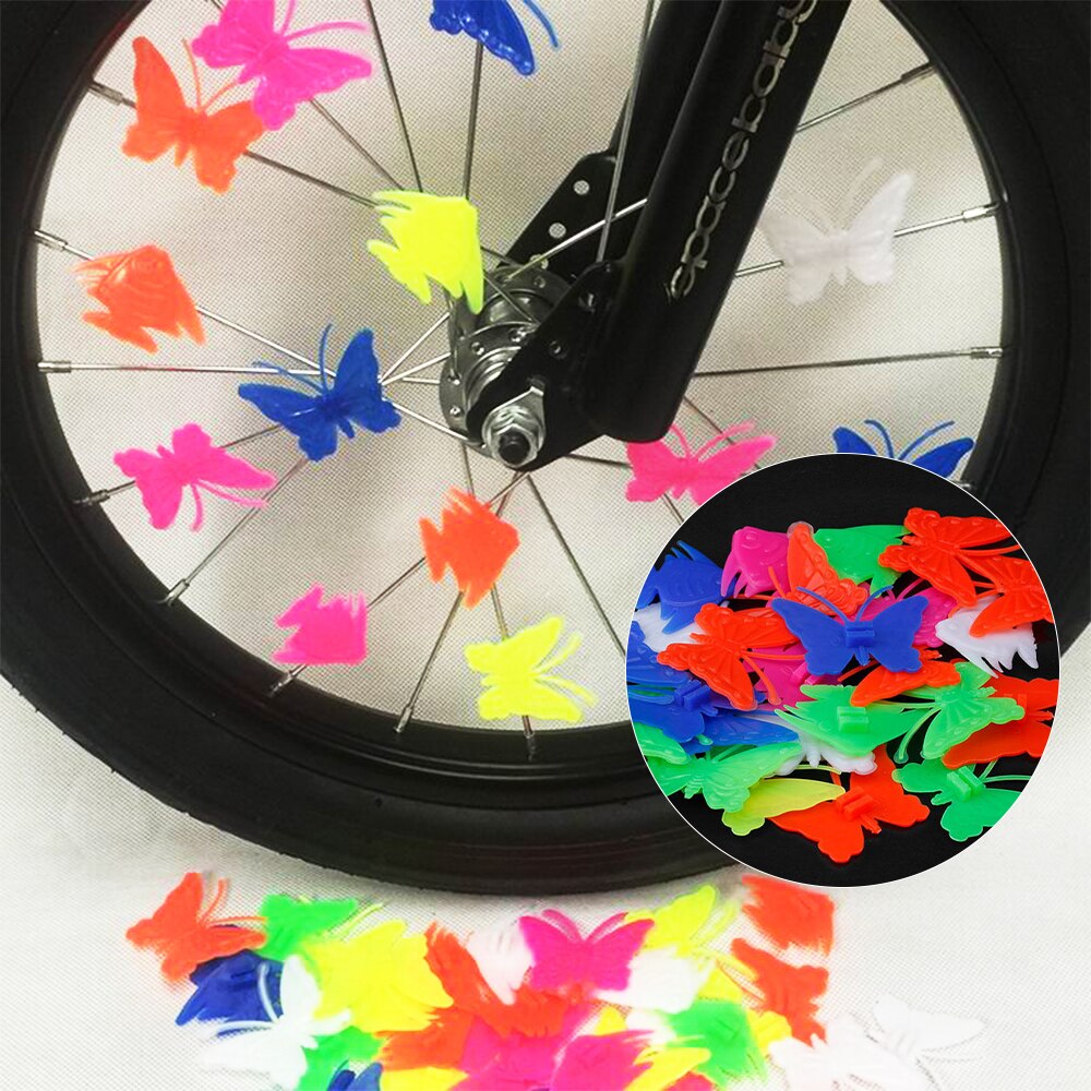 Fiets spaak kralen fietswiel plastic veelkleurige spaak kralen kinderen kinderen clip decoratie fiets onderdelen: 36 stuks vlindervissen