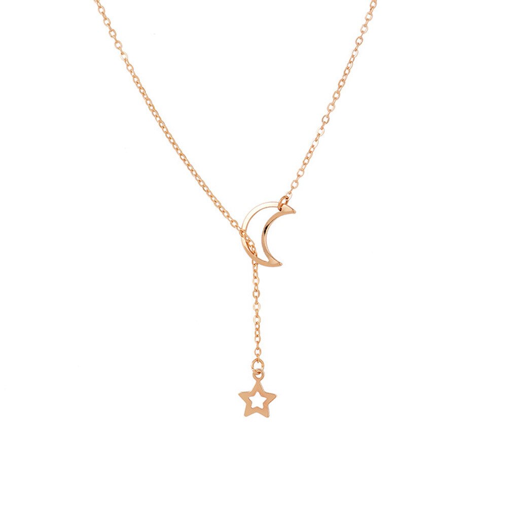 Hosewye Zoete Romantische Moon Star Choker Ketting voor Vrouwen Goud Zilver Kleur Collier Colar Mode-sieraden: Gold