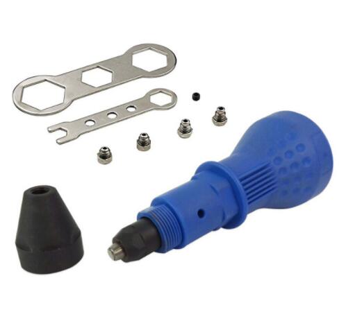 High Electric Rivet Nut Gun Riveting Tool Cordless Riveting Drill Adaptor Insert Nut Tool Riveting Drill Adapter P2: cyan