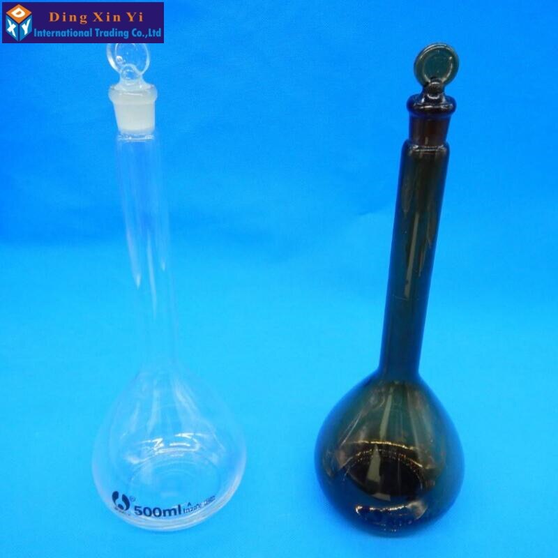 500ml brown volumetric flask Constant volume bottle flint glass brown flask volumetric Laboratory volumetric flask