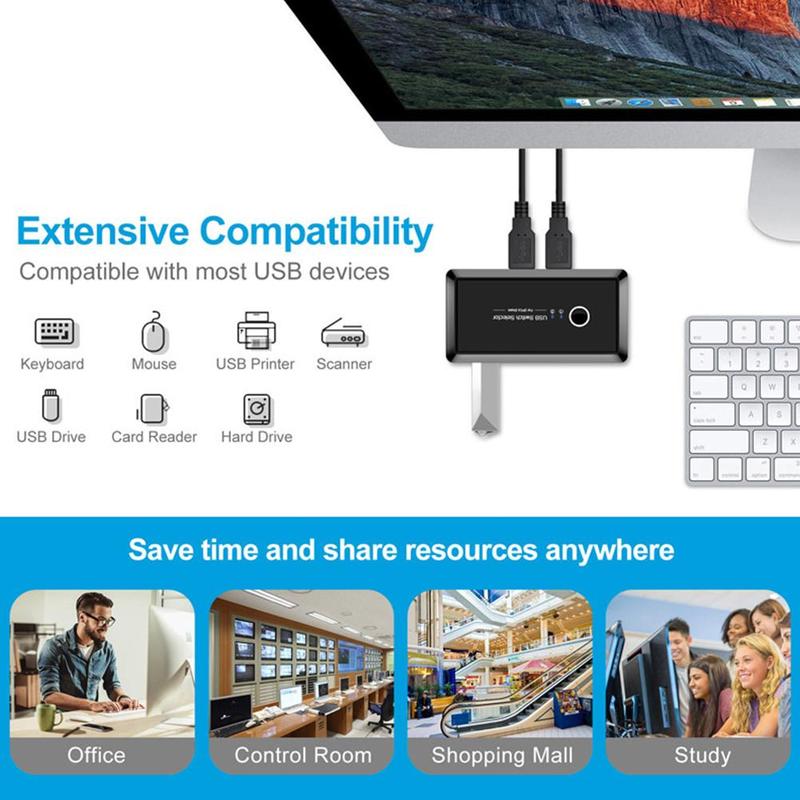 interruttore USB 3.0 selettore interruttore 2 porte pc condivisione 4 dispositivi USB 2.0 per tastiera topo scanner stampante Kvm interruttore centro