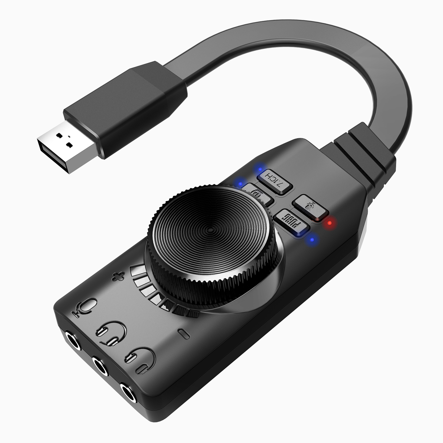 PLEXTONE GS3 Virtuelle 7,1 Kanal USB Soundkarte Adapter 3,5mm Kopfhörer Audio- Jack Stereo Konverter für PUBG, Handy, Mobiltelefon Legenden,CS: Ursprünglich Titel