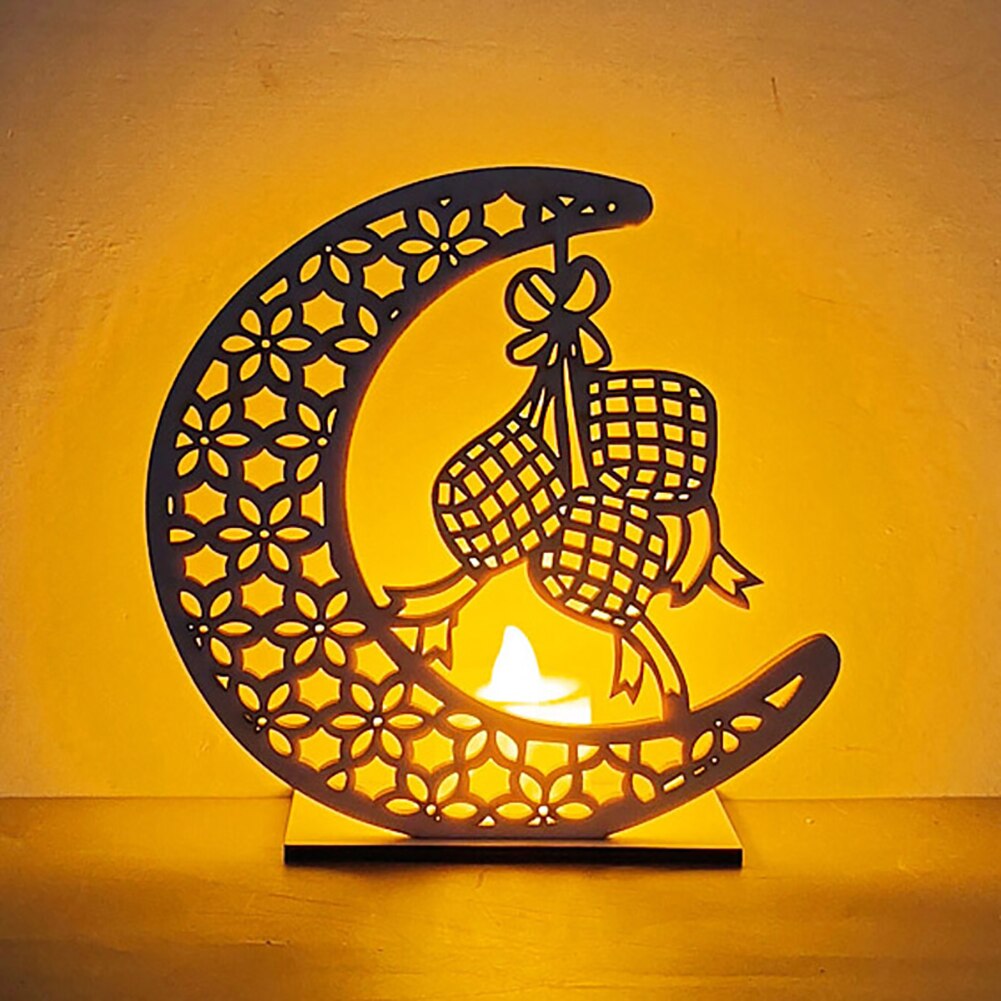 Ramadan Decoration for Home, Table Lamp Wooden Moon Star Night Lights Lantern for Party Ramadan Mubarak Eid Decoration: 10