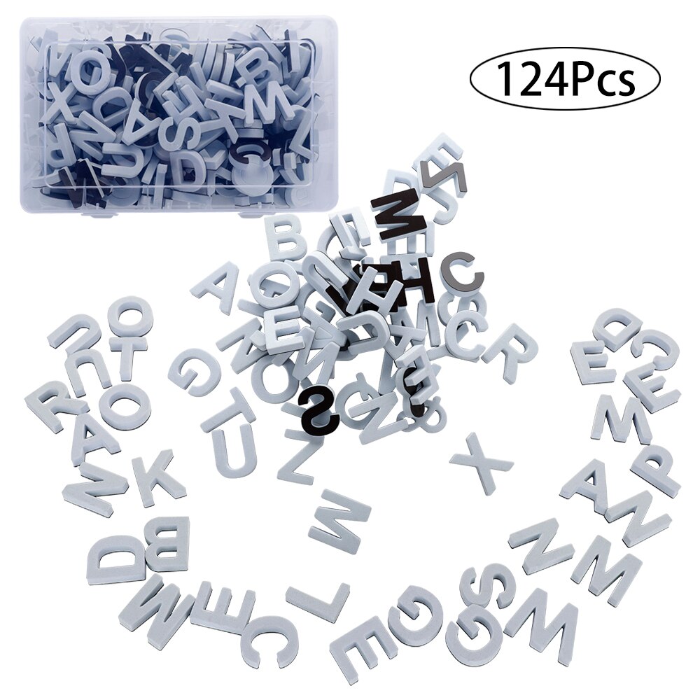 124 Pcs Fridge Magnetic Letters Infant Educational Toys Fridge Magnetic Letters Set Alphabet Magnets with Carry Box: White