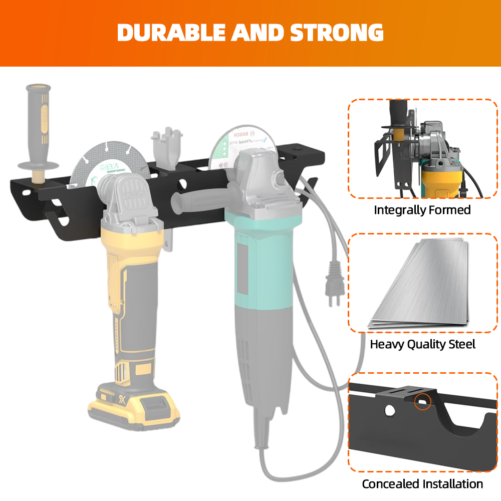 Angle Grinder Holder Metal Angle Grinder Rack with Cord Hanger Wall Mount Bracket for Angle Grinder Cutters Polishers
