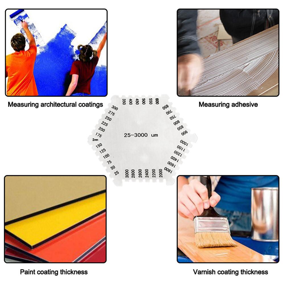 Haute précision en acier inoxydable Hexagonal Film humide peigne peinture Film revêtement épaisseur jauge Instrument peigne Film humide jauge carte