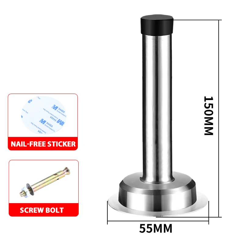 ZEXEF Edelstahl-Türstopper, Wandmontage, Türstopper, Gummihalter, Fang, Bodenbefestigung mit Schrauben, Heim-Hardware: Rosa
