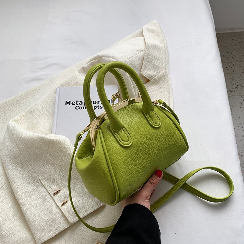 Mode Clip Gesp Shell Handtas Voor Vrouwen Luxe Eenvoudige Lederen Tassen Meisjes Schouder Kruis Tas Shopper Purse Vrouwelijke: Green