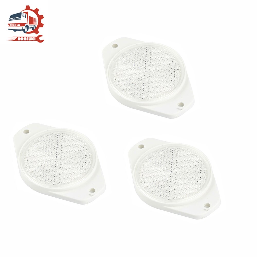 AOHEWEI Round Rear Reflectors Strips Screw Reflective Fix on Gate Fence for Truck Lorry Trailer Trailer Safety Driving Warning: 3pcs White