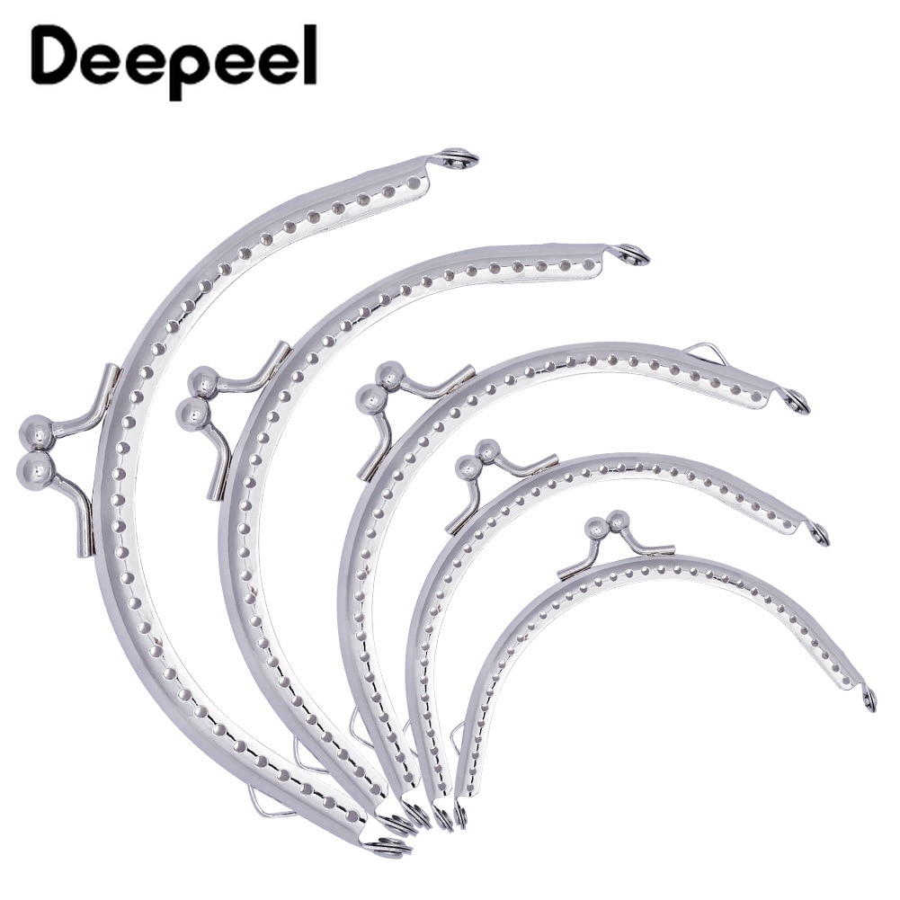10pcs Deepeel 6.5cm~15.5cm Silver Mini Metal Purse Frame for Bag Handle Kiss Cluth Clasp Coin Purses Bags Diy Parts Accessories