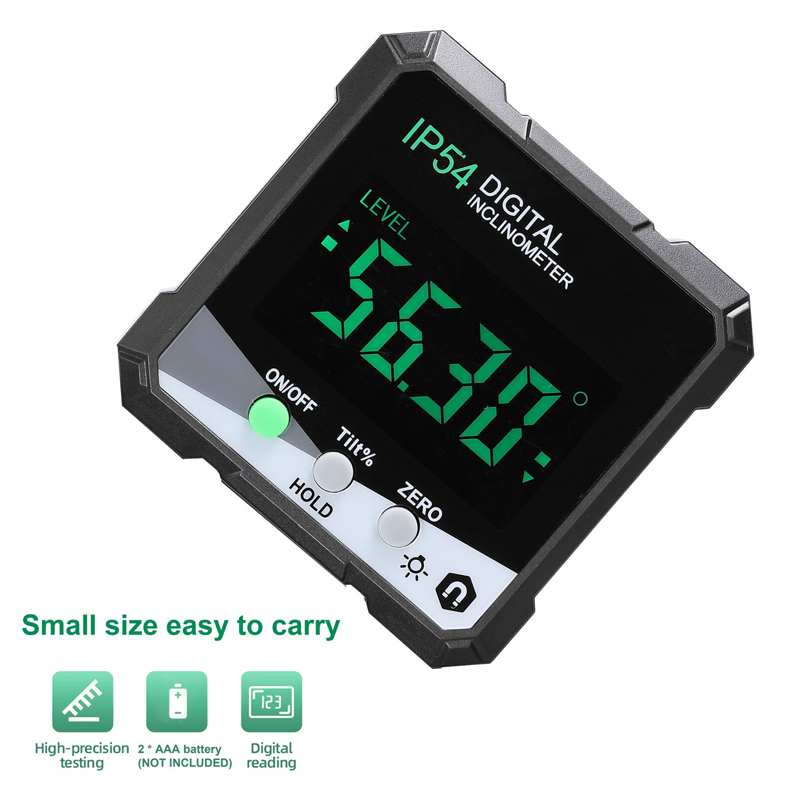 IP54 4*90° Multifunctional Digital Inclinometer LCD Backlight Protractor Slope Meter Digital Angle Ruler Portable Protractor: Green