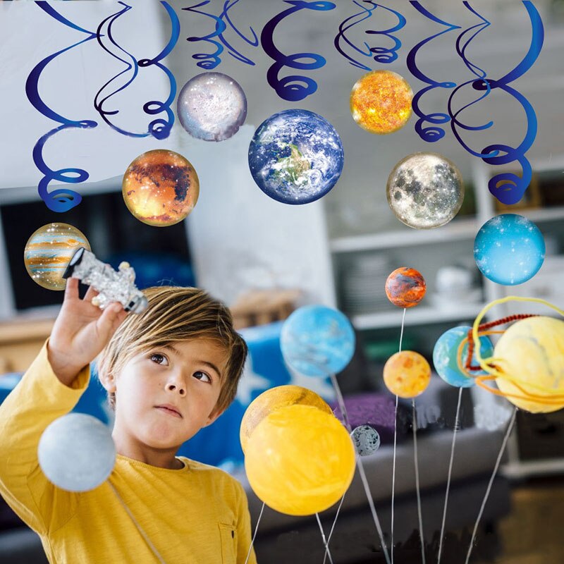 Solar system hanging Ornament Happy Birthday Banner Solar System Party Decor kids Space Themed Birthday Party Favor Supplies