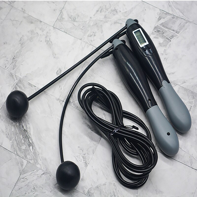 Cuerda de saltar electrónica inalámbrica para gimnasio, comba inteligente para Fitness, Crossfit, con pantalla LCD, contador de salto de velocidad: suit black