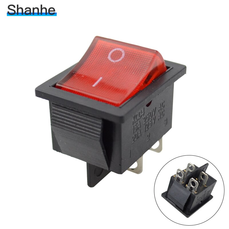 KCD4 On-Off-On 6P / On-Off 4P Latching Rocker Switch 15A 250VAC: 4pin red