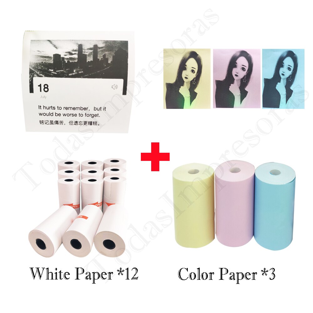 PeriPage Red Ink-free Portable Thermal Photo Printer Mini Label Printer Mobile Android iOS Phone 2&#39;&#39; Pocket Bluetooth A6 Papeles: No printer
