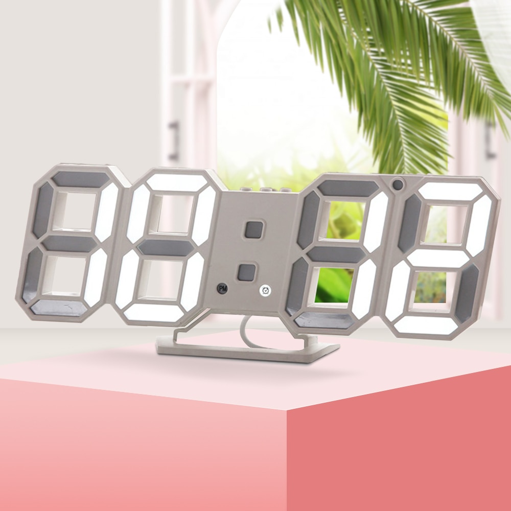 Digitale 3D Led Wekker Elektronische Bureau Tafel Klokken Met Grote Temperatuur Voor Thuis Woonkamer Decor Muur Opknoping Klok