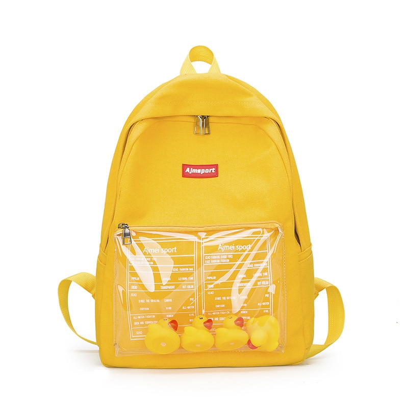 Ryggsäck kvinnor kvinnliga casual transparent med tecknade ankor canvas ryggsäckar studenter skola axelväskor
