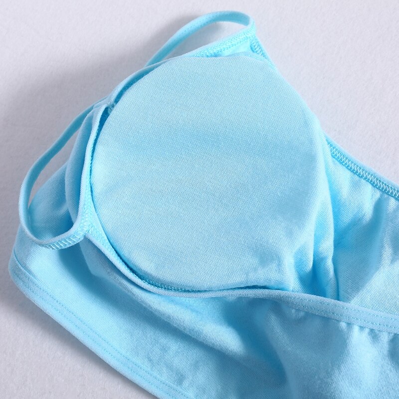 Young Girls Solid Soft Cotton Bra Puberty Teenage Breathable Underwear Kid Cloth E06F