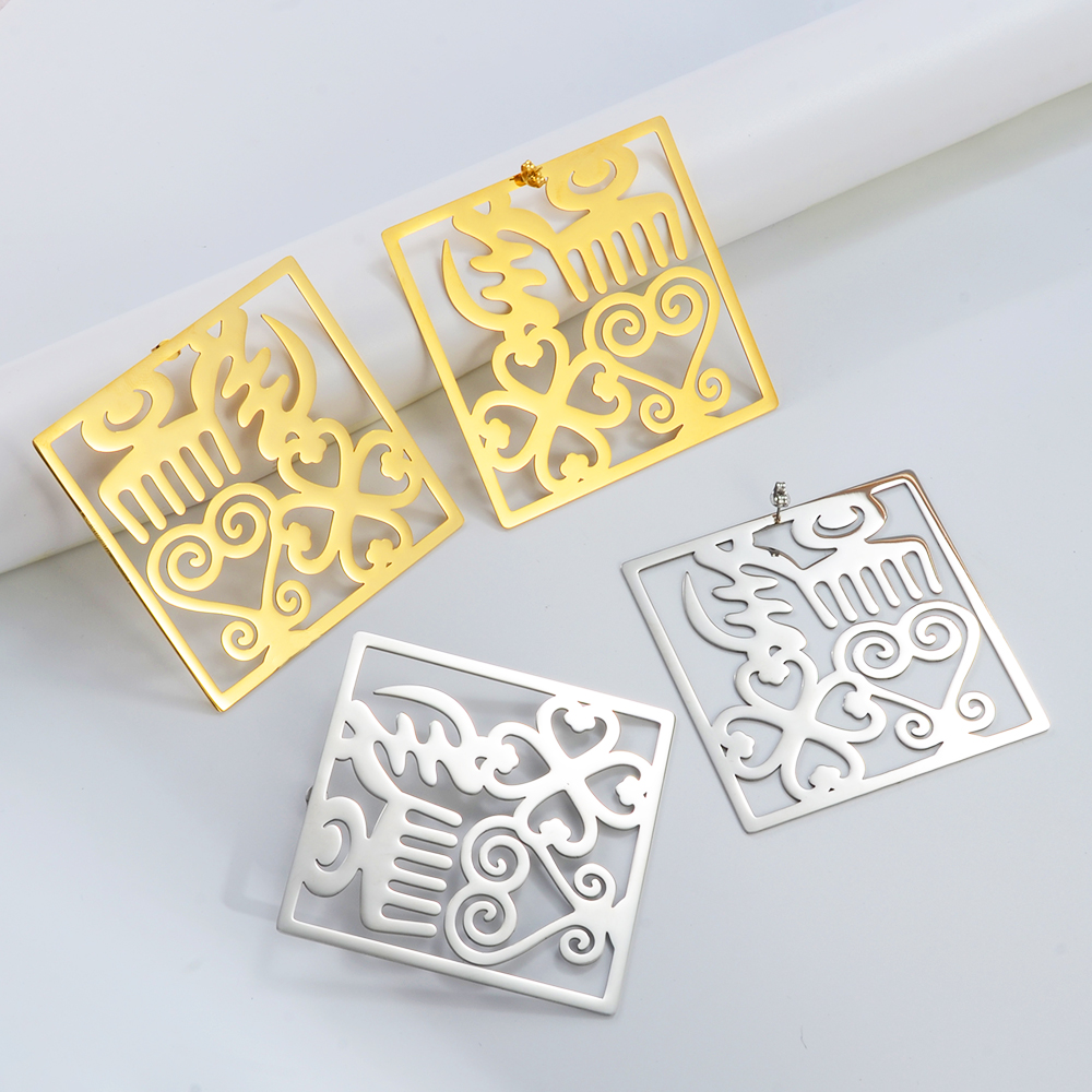 Anniyo 7CM Exaggerated Traditional Symbol Big Earrings African Ornaments Ancient Egyptian Jewelry Gye Symbol Ankara #320321