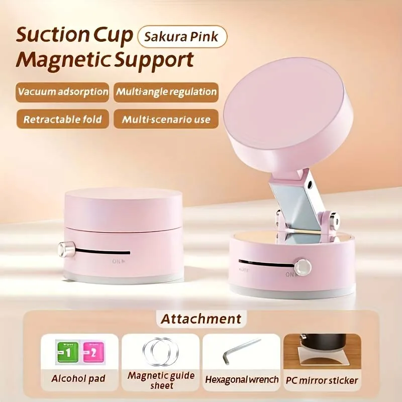 Phone Holder 360° Rotating Magnetic Car Foldable Portable Holder for All Smartphones & Car Models Adjustable Lazy Phone Bracket: Pink