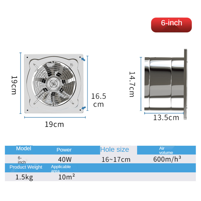 6/7/8inch Inline Extractor Exhaust fan Ventilation Pipe Fan Bathroom Kitchen Wall Window Stainless Steel Attic Ventilator: EU / 6inch