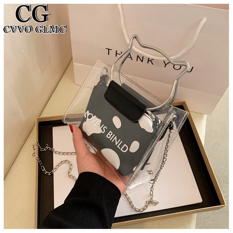 Cvvo Glmc Luxury Handbag 2PC Jelly Transparent Shoulder Messenger Bag Women Portable Crossobdy Bags