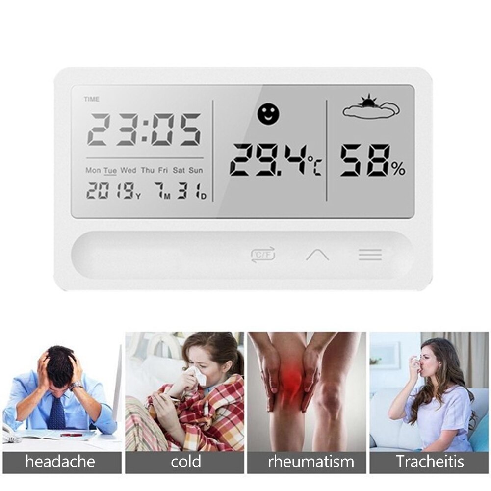 Elektronische Thermometer Hygrometers Multifunctionele Digitale Klok Led Groot Scherm Voor Huishoudelijke Slaapkamer Decoratie