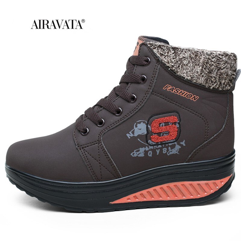 Vrouwen Winter Sneakers Comfortabele Zachte Wandelschoenen Plus Fluwelen Outdoor Warme Schudden Schoenen Dikke Slijtvaste: brown / 38