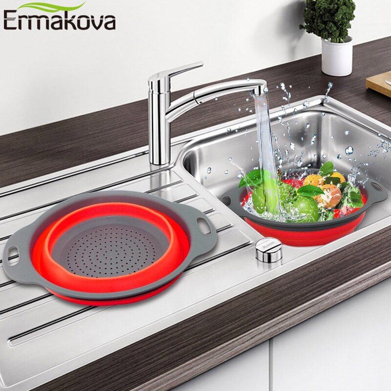 Ermakova Keuken Opvouwbare Vergiet Premium Siliconen Inklapbare Zeef Groente Fruit Colanders Zeven Vouwen Zeef