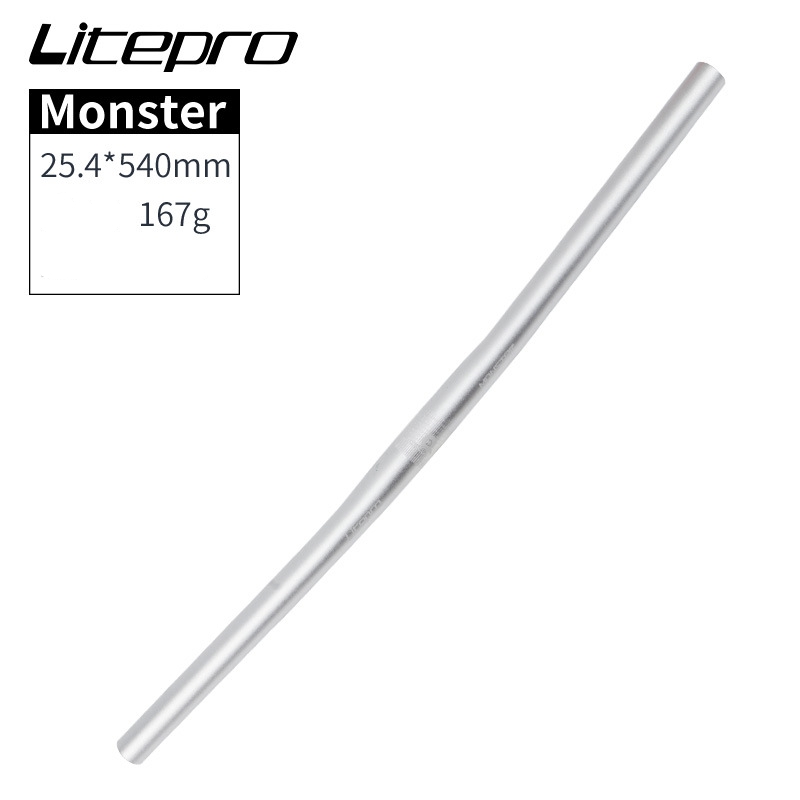 Litepro Flat Bar Spirit Urban MTB Fixie Bike 25.4*580mm Handlebar Folding Monster Horizontal Bicycle Parts: Monster Silver 540mm