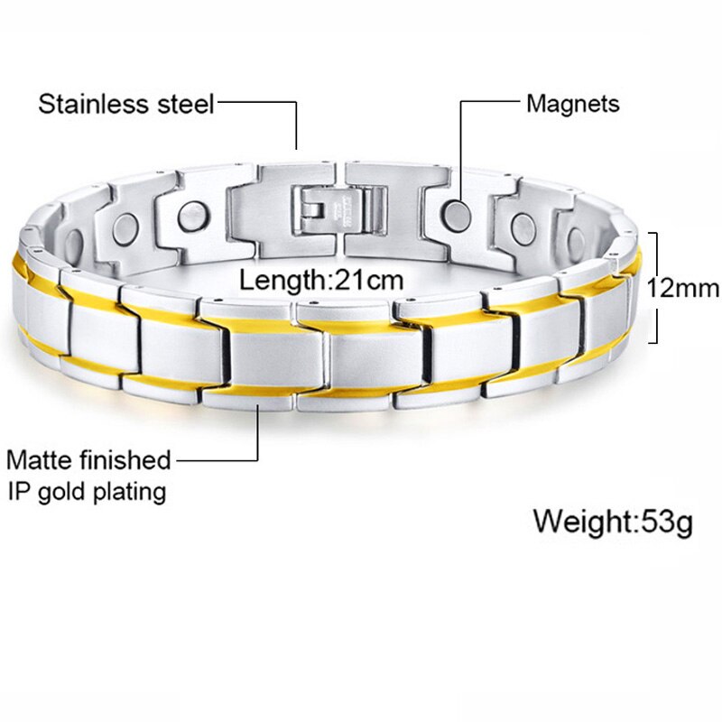 Mannen Vrouwen Rvs Gezondheid Magnetische Armbanden Power Therapie Armbanden voor Artritis Polsband Verstelbare: 6