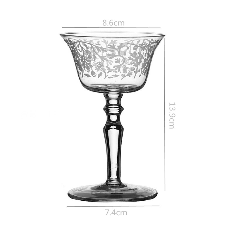 Japanese Lead-Free Crystal Cocktail Goblet Martini Glass European Luxury Hand-Blown Roasted Flower Mixing Glasses: Carved A