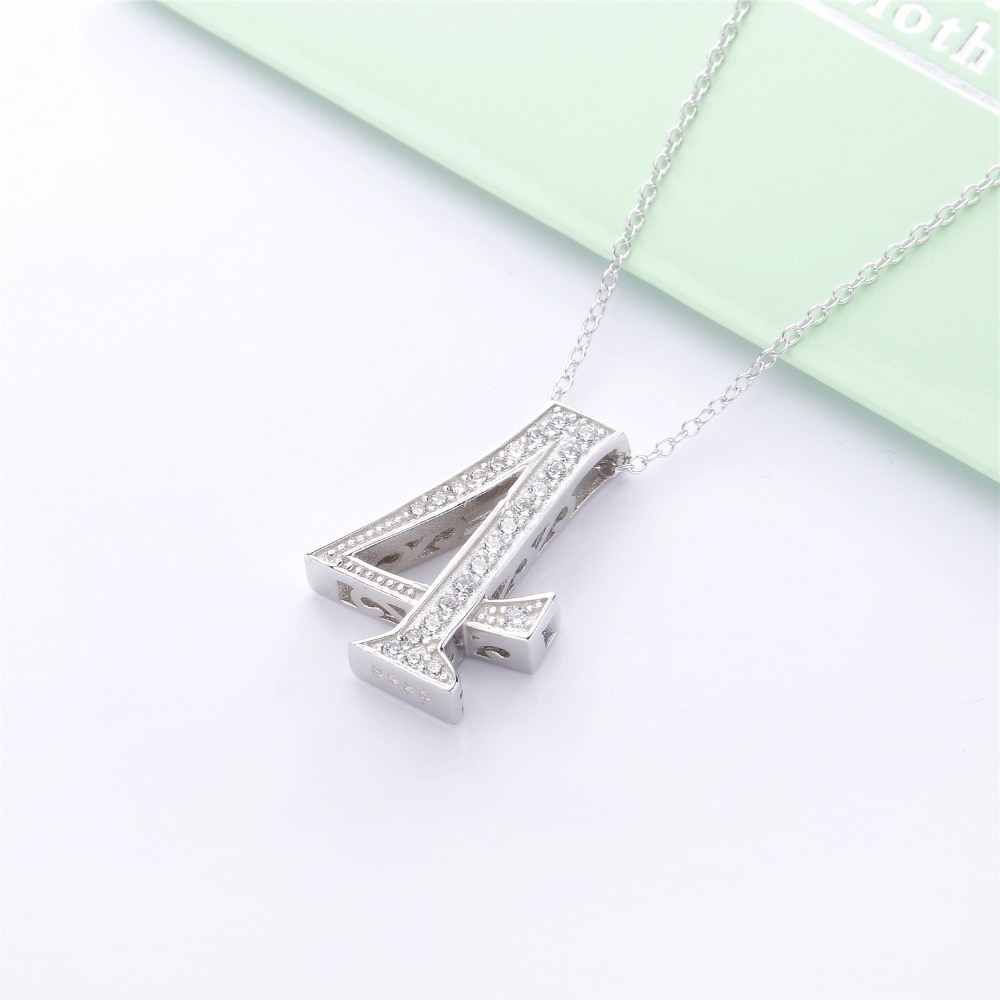 Moonmory 925 Sterling Silver Number 5 6 Pendant Necklace Japanese Men Women Crystal AAA Zircon Necklace Jewelry