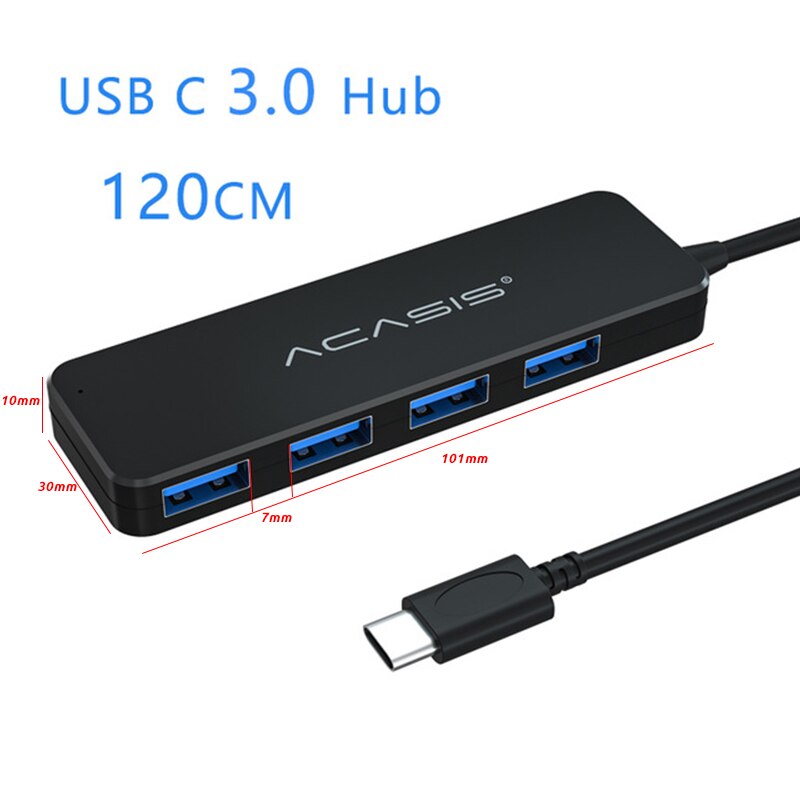 ACASIS HUB USB 3.0 4 Ports External Splitter with Mini USB Port Charging for IMac Laptop Computer Accessories HUB USB Adapter