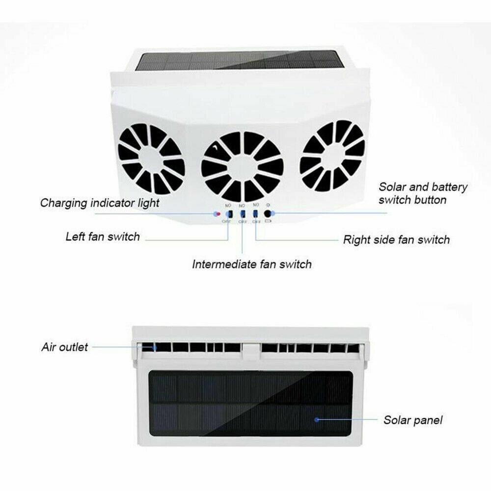 Mini Solar Powered Car Auto Window Air Vent Ventilator Air Conditioner Cool Fan Portable Vehicle Cooler