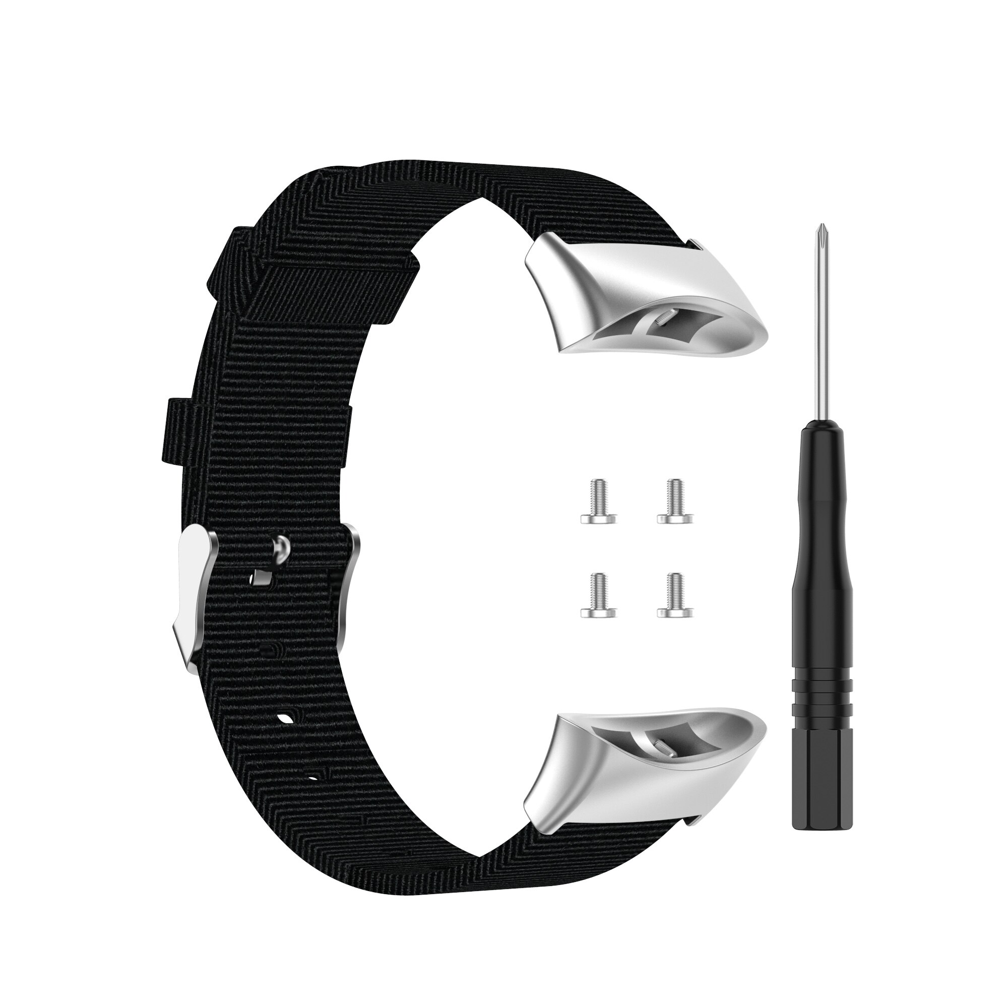 Fifata klockarmband för garmin forerunner 35 / 30 smartarmband för garmin forerunner 30 / 35 ersättningsarmband i canvas för smartklocka: Svart / Garmin föregångare 35