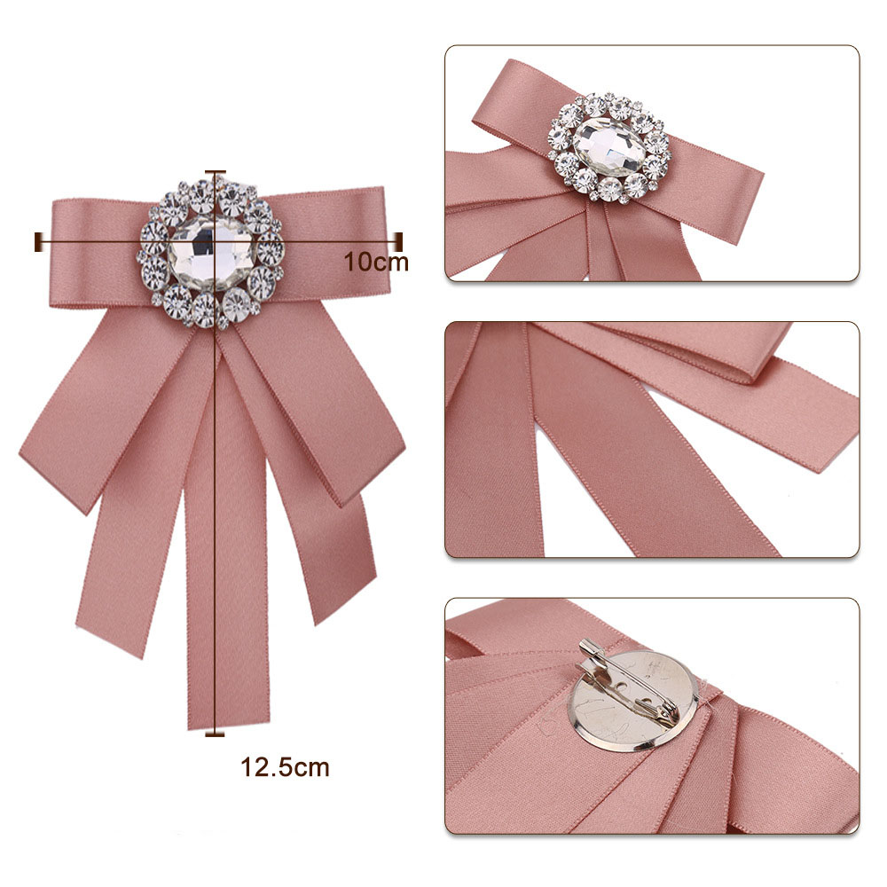 i-Remiel Tie Bows Brooch Rhinestone Cloth Art Pins And Brooches Ladies Broaches Collar Decoration Groom Blouse Jewelry Badge