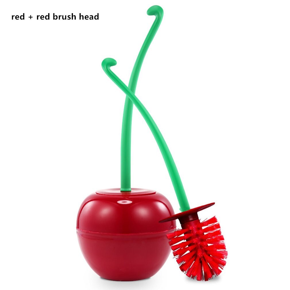 Lovely Cherry Shape Lavatory Brush Toilet Brush & Holder Set Mooie Cherry Vorm Toilet Borstel: red and red