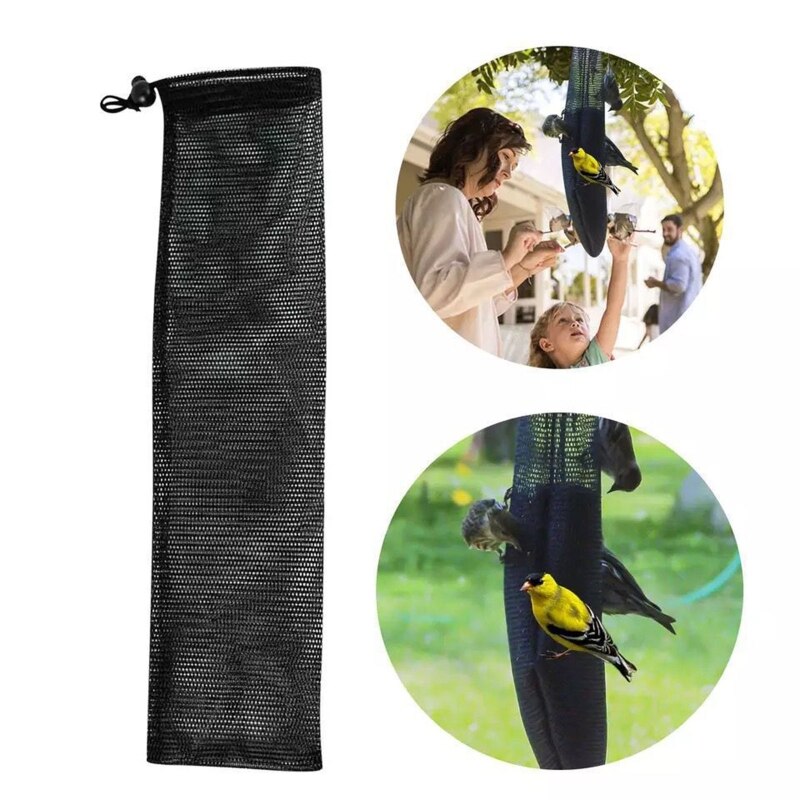 Alimentador de calcetines para aves, alimentadores de semillas de cardo, bolsas grandes de malla para pinzones, alimentación exterior de aves salvajes con embudo de comida plegable