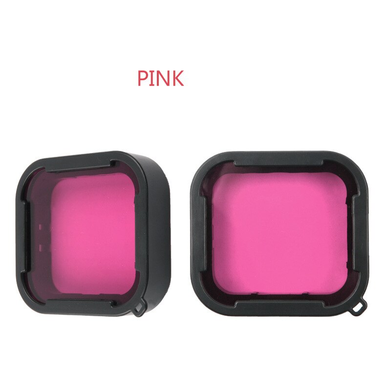 Filtro de mergulho vermelho rosa roxo, à prova d'água, filtros de mergulho subaquático, protetor de lente para gopro hero 5 6 7, acessórios pretos: Pink Color