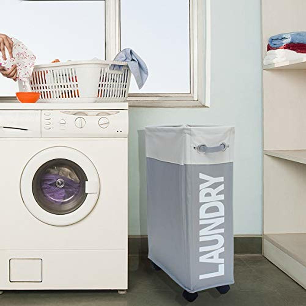 Rolling Corner Laundry Basket Slim Laundry Hamper with Mesh Cover, Clothes Toy Storage Bin Organizer For clothes Toys hamper