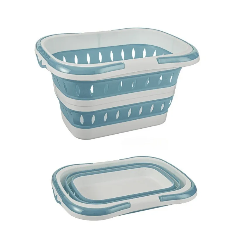 Opvouwbare wasmand Ellips Ovale badkuip - Draagbare waskuip Ruimtebesparende wascontainers Home Organizer Basket: Blauw