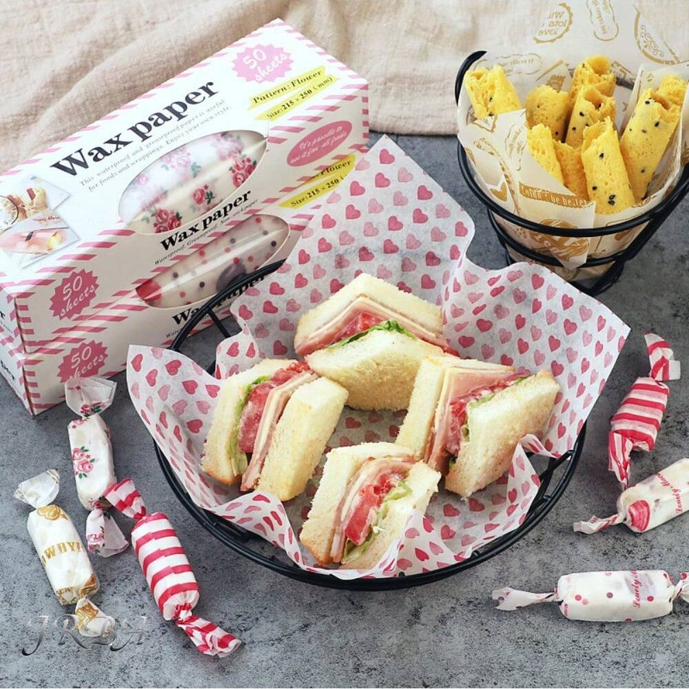 50 Stück Wachspapier, Lebensmittelverpackungspapier, fettdichtes Backseifen-Verpackungspapier, Sandwich, Hamburger, Lebensmittel, Süßigkeiten, fettdichtes Wachspapier