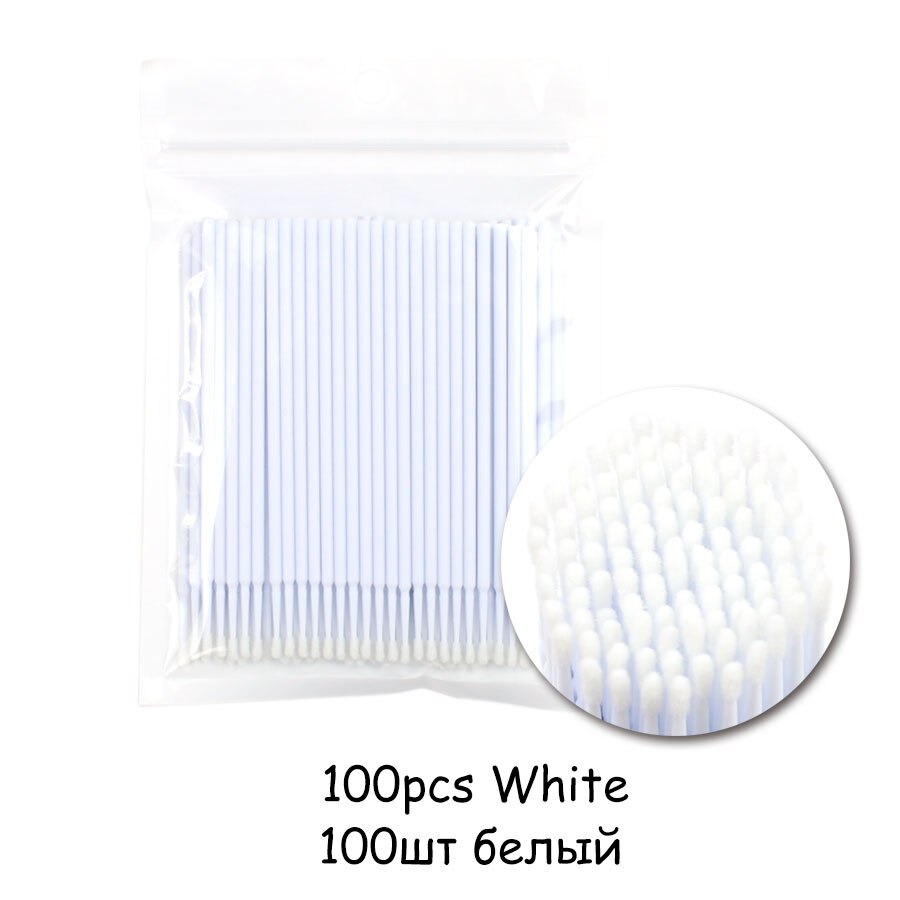 50/100pcs Disposable Micro Brushes Applicators Micro Brush Dentistry Odontologia Extension Cleaning Swabs Lash Lift Glue Remover: 100 pcs white